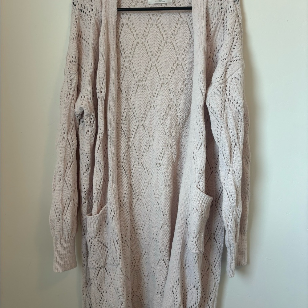 No Boundaries Cream Cable Knit Cardigan Sweater